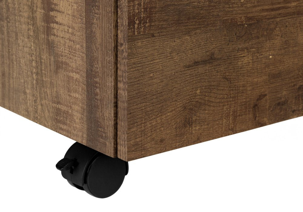 25" Brown Particle Board and Wood Filing Cabinet With Drawers