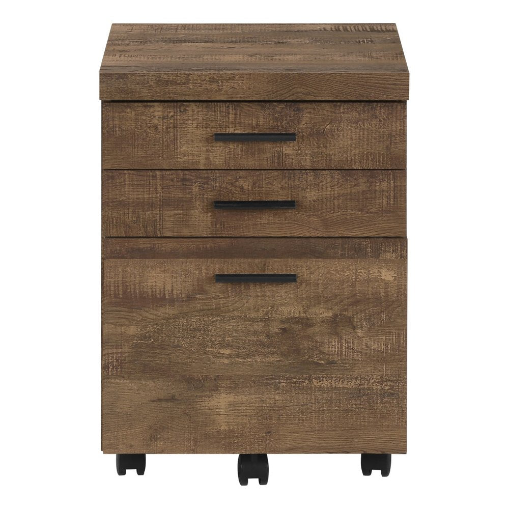 25" Brown Particle Board and Wood Filing Cabinet With Drawers