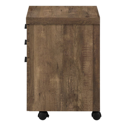 25" Brown Particle Board and Wood Filing Cabinet With Drawers
