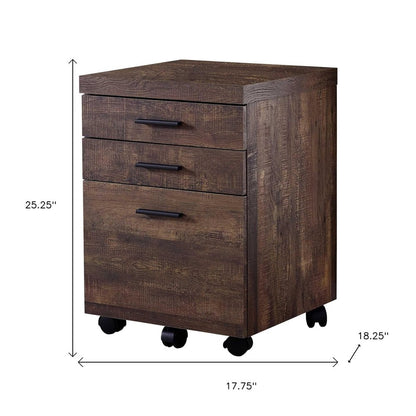25" Brown Particle Board and Wood Filing Cabinet With Drawers