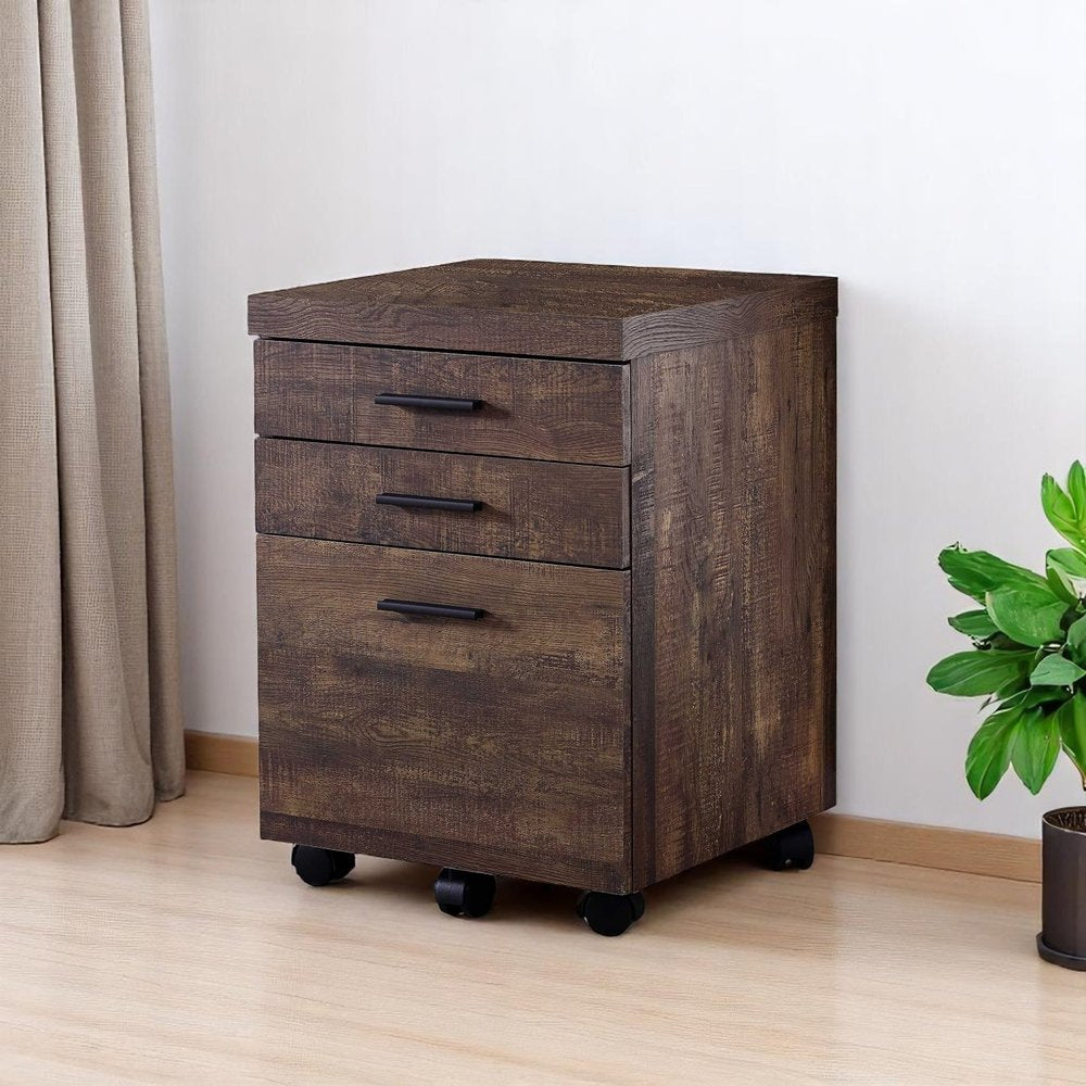 25" Grey Particle Board And Wood Filing Cabinet With Drawers