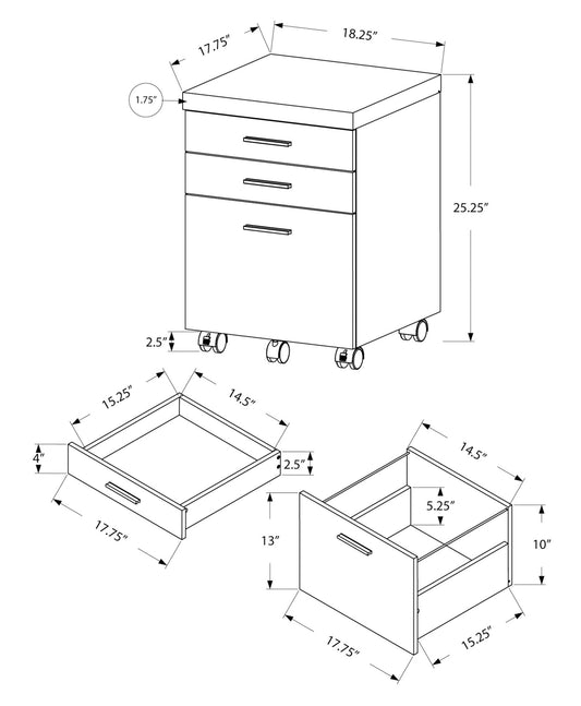 25" Brown Particle Board and Wood Filing Cabinet With Drawers