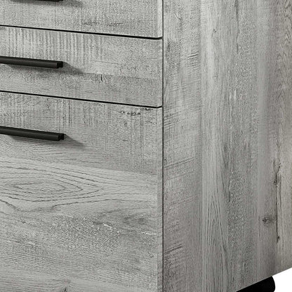 25" Brown Particle Board and Wood Filing Cabinet With Drawers