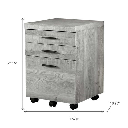 25" Brown Particle Board and Wood Filing Cabinet With Drawers