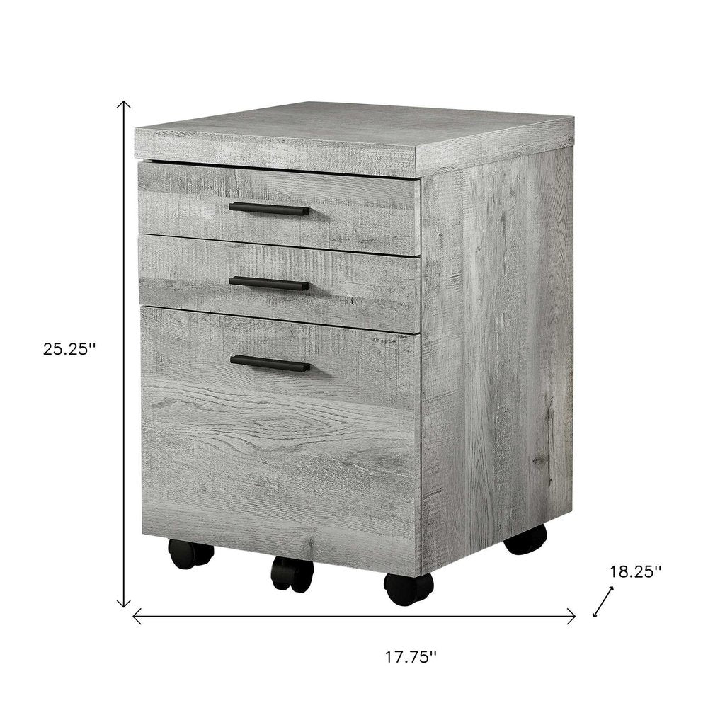 25" Brown Particle Board and Wood Filing Cabinet With Drawers