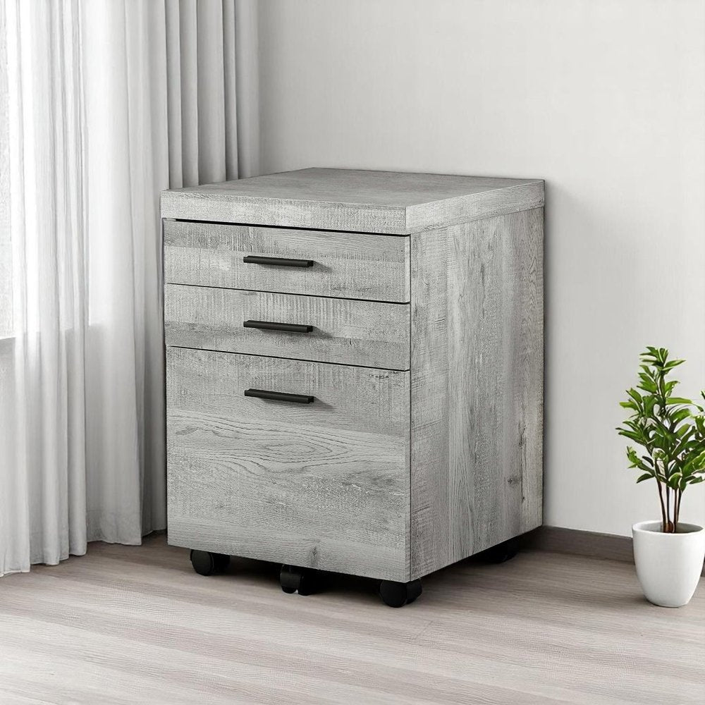 25" Brown Particle Board and Wood Filing Cabinet With Drawers