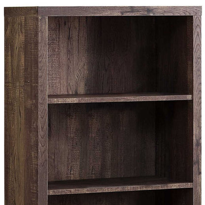 48" Brown Distressed Wood Adjustable Four Tier Bookcase
