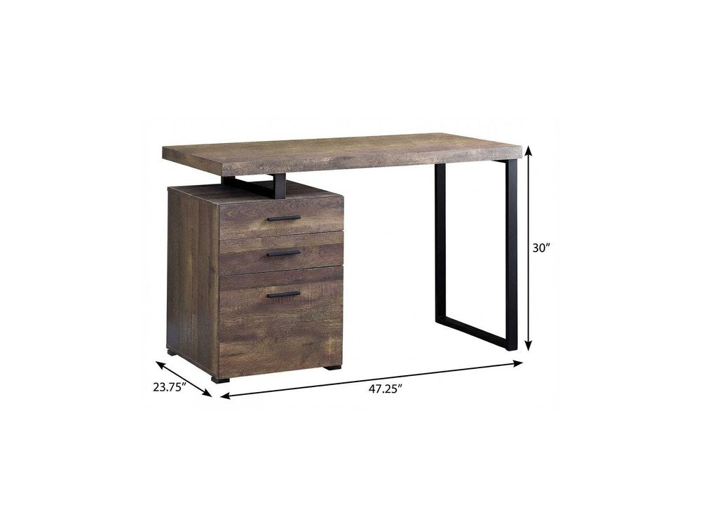47" Taupe and Black Computer Desk With Three Drawers