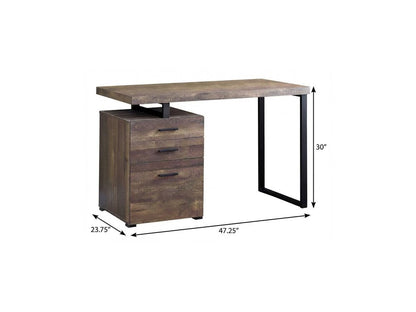 47" Taupe and Black Computer Desk With Three Drawers