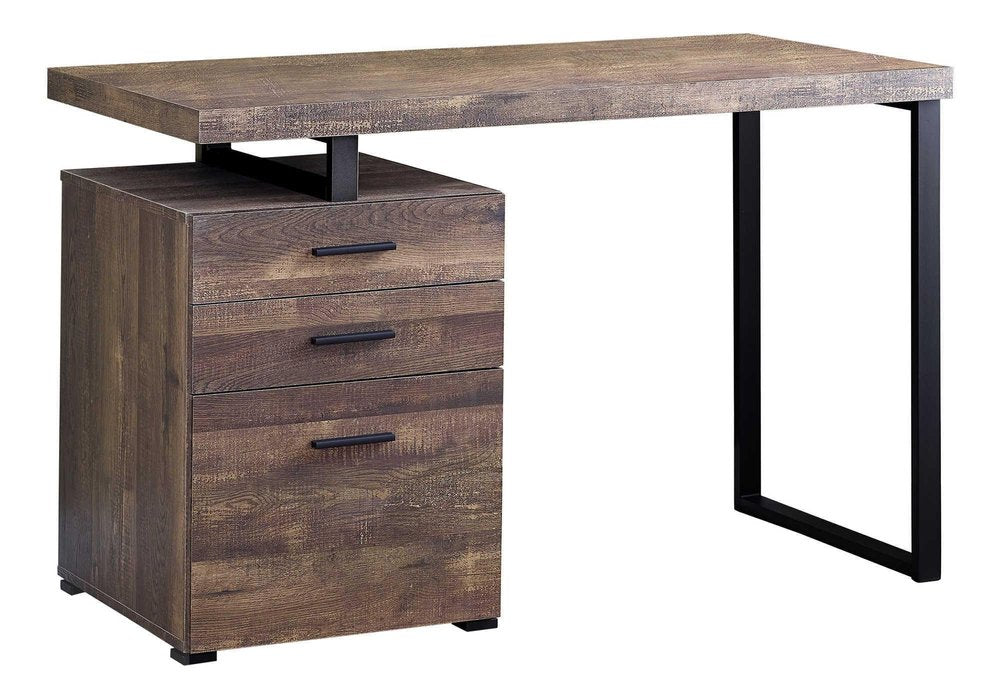 47" Gray and Black Computer Desk With Three Drawers
