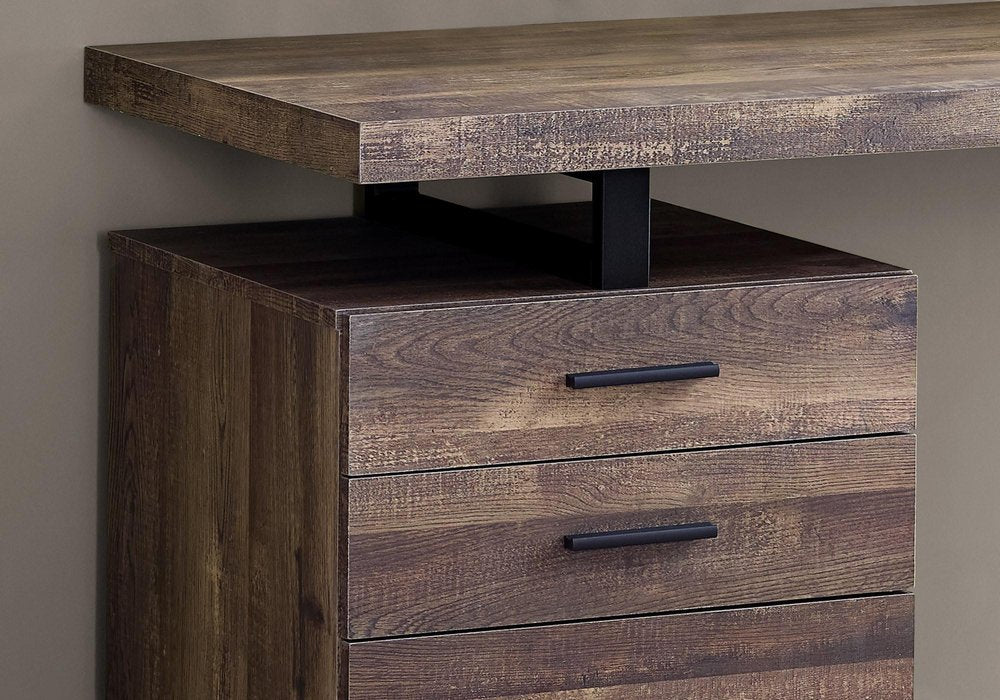 47" Brown and Black Computer Desk With Three Drawers