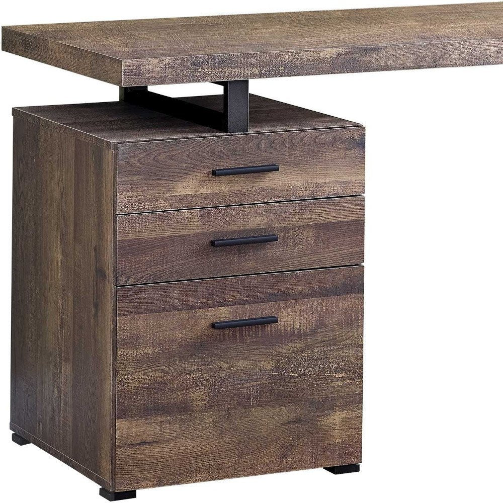 47" Brown and Black Computer Desk With Three Drawers