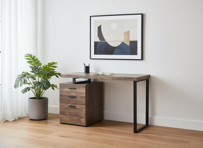 47" Brown and Black Computer Desk With Three Drawers