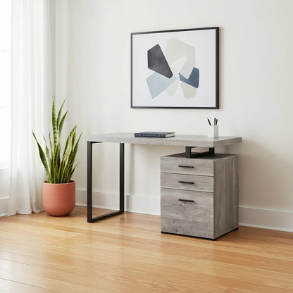 47" Brown and Black Computer Desk With Three Drawers