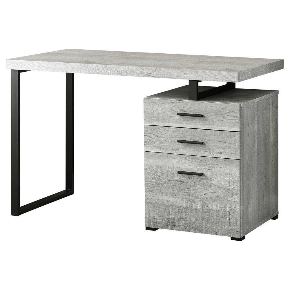 24" Taupe and Black Computer Desk With Three Drawers