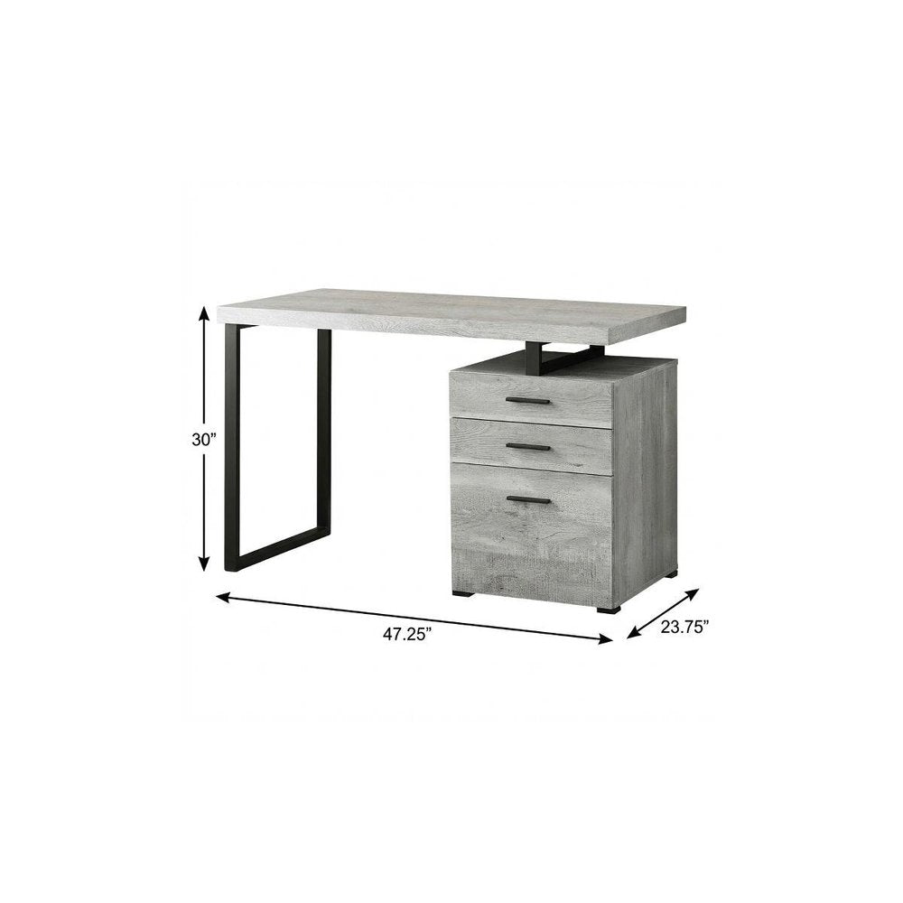 47" Brown and Black Computer Desk With Three Drawers