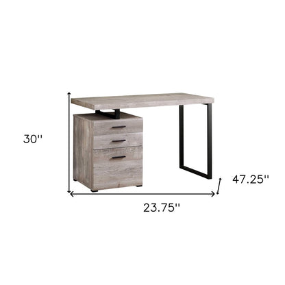 47" Gray and Black Computer Desk With Three Drawers