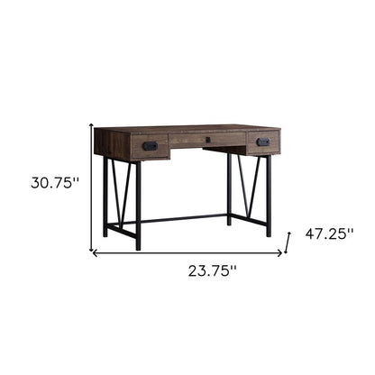 24" Brown and Black Computer Desk With Two Drawers