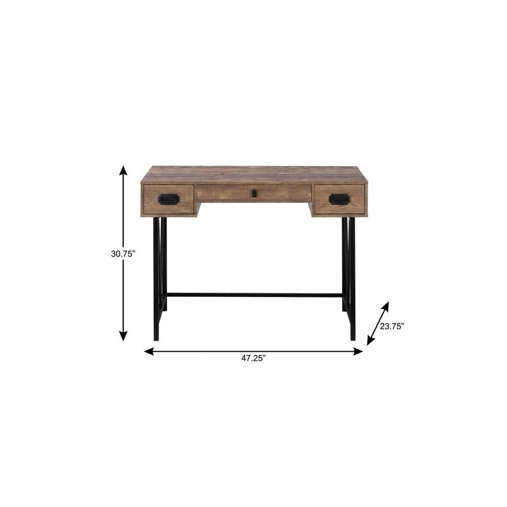 47" Brown and Black Computer Desk With Two Drawers