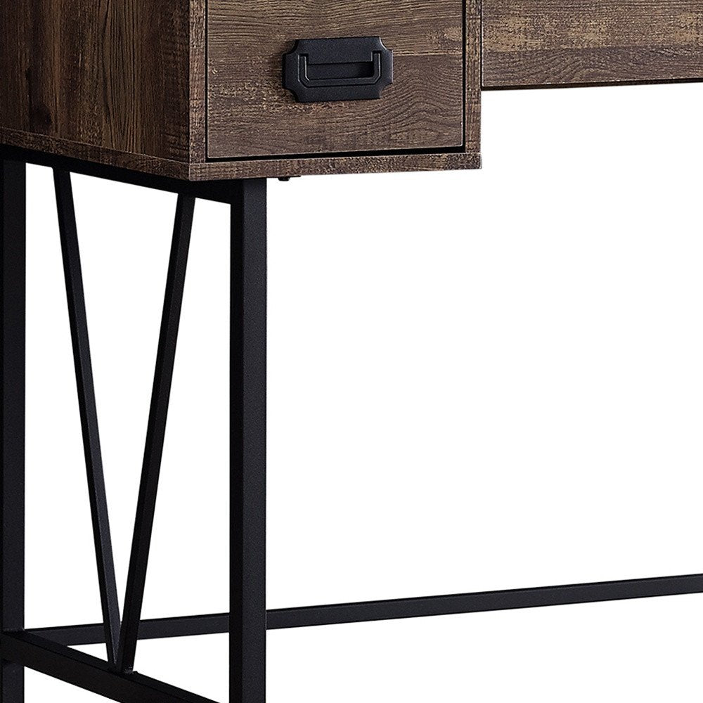 47" Brown and Black Computer Desk With Two Drawers