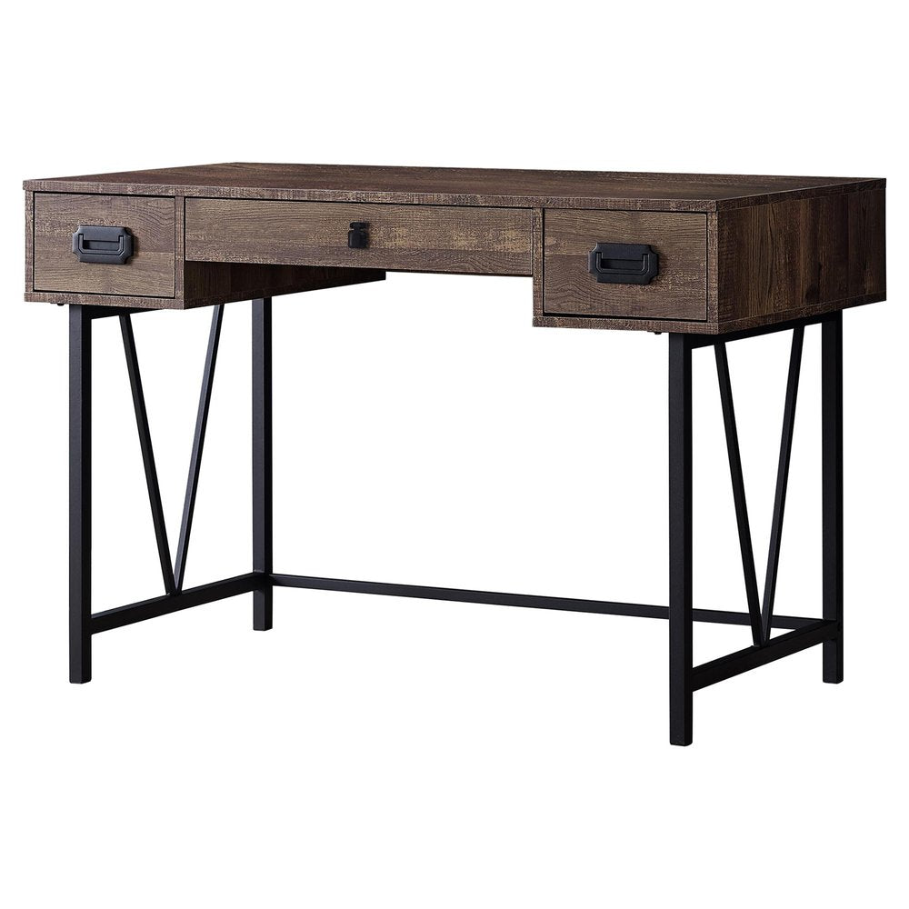 47" Brown and Black Computer Desk With Two Drawers