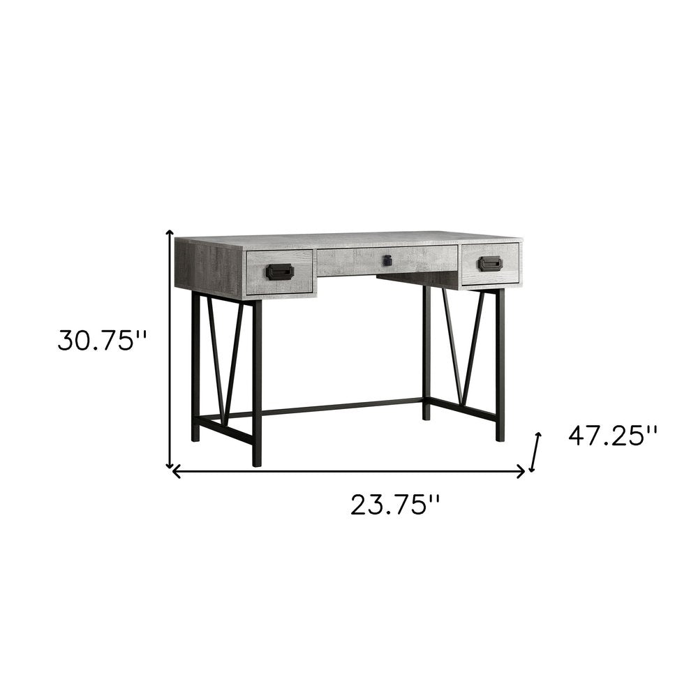 24" Brown and Black Computer Desk With Two Drawers