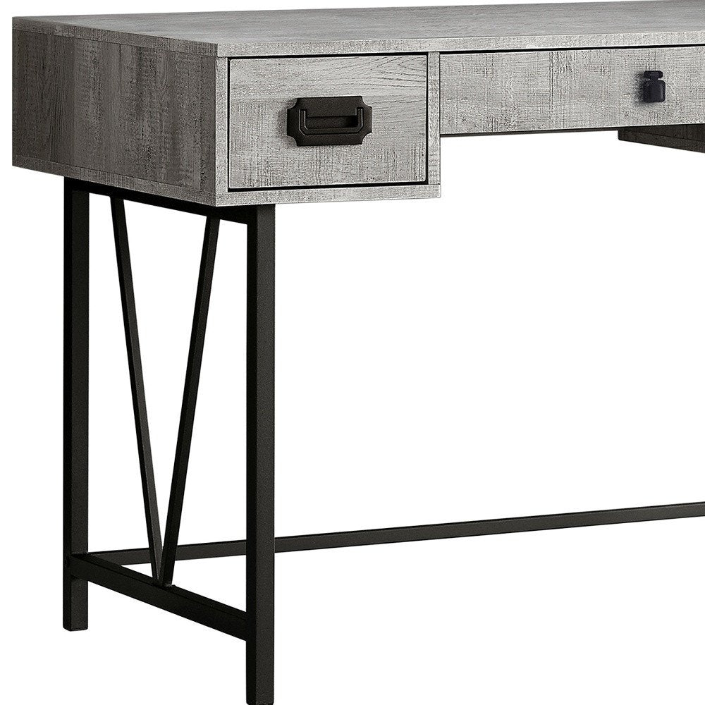 47" Brown and Black Computer Desk With Two Drawers