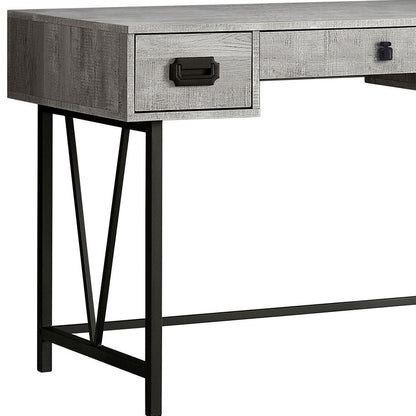 47" Brown and Black Computer Desk With Two Drawers