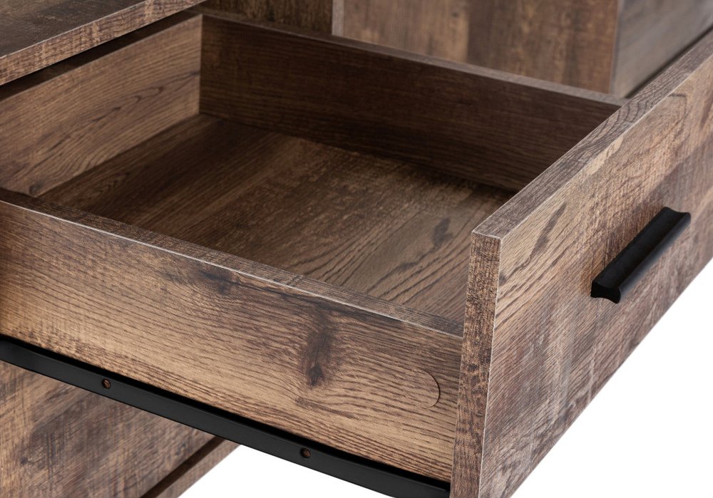 60" Taupe and Black Computer Desk With Three Drawers