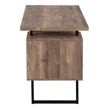 60" Taupe and Black Computer Desk With Three Drawers
