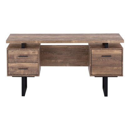 60" Brown and Black With Three Drawers