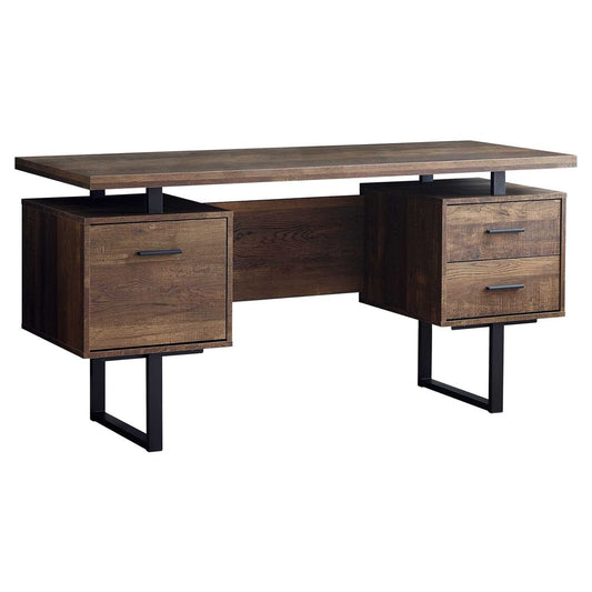 60" Gray and Black Computer Desk With Three Drawers