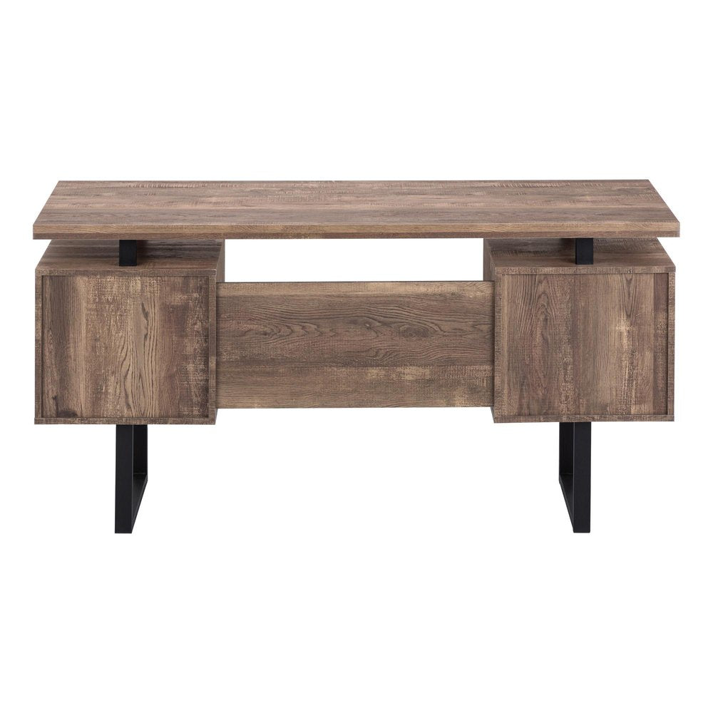 60" Brown and Black With Three Drawers