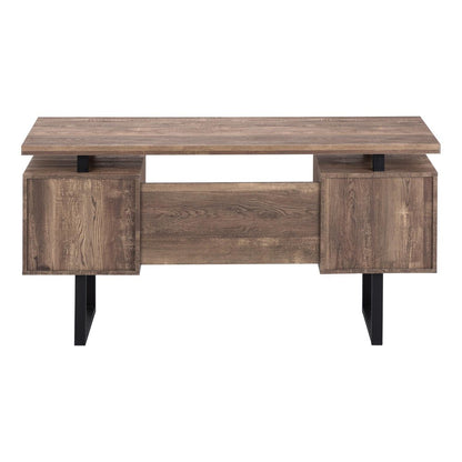 60" Brown and Black With Three Drawers