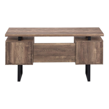 60" Taupe and Black Computer Desk With Three Drawers