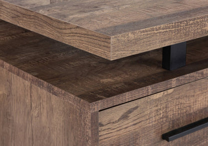 60" Taupe and Black Computer Desk With Three Drawers