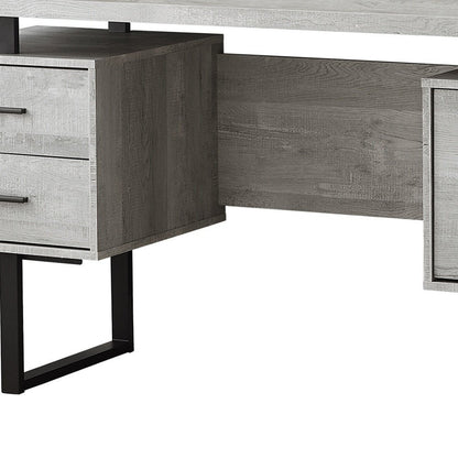60" Taupe and Black Computer Desk With Three Drawers