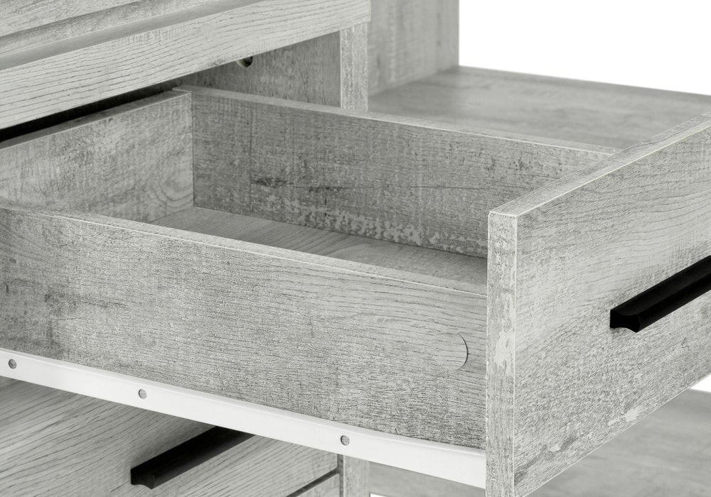 47" Gray L Shape Computer Desk With Three Drawers