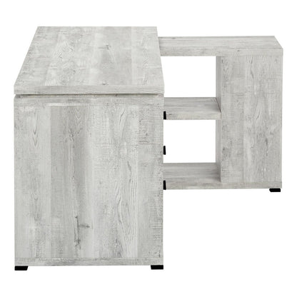 60" Taupe L Shape Computer Desk With Three Drawers