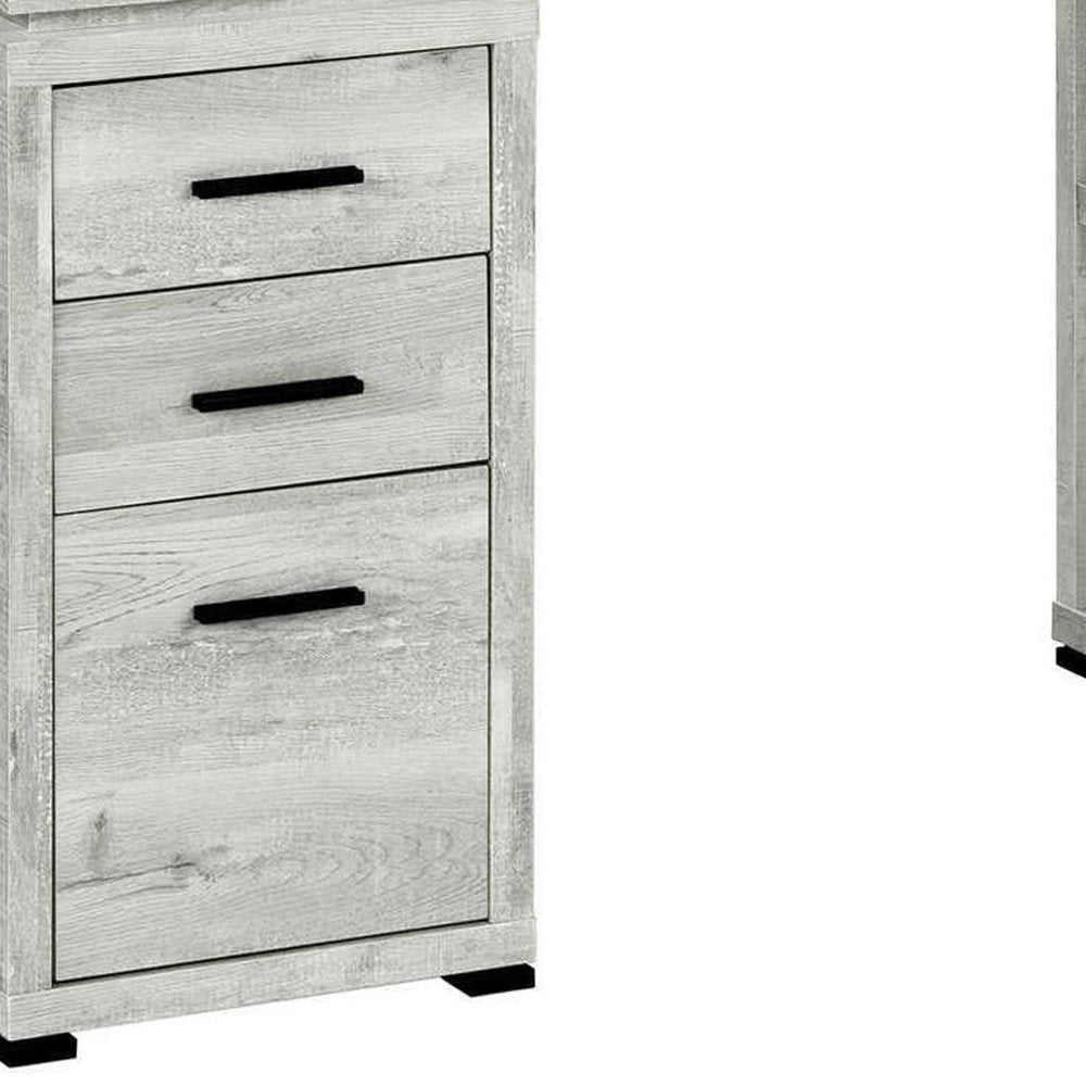 60" Taupe L Shape Computer Desk With Three Drawers