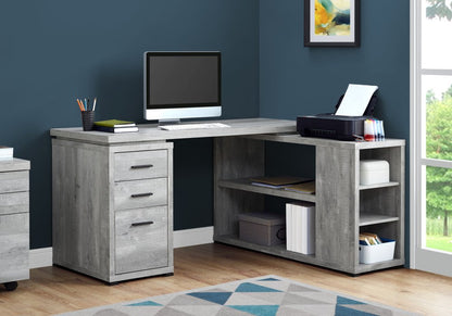47" Gray L Shape Computer Desk With Three Drawers