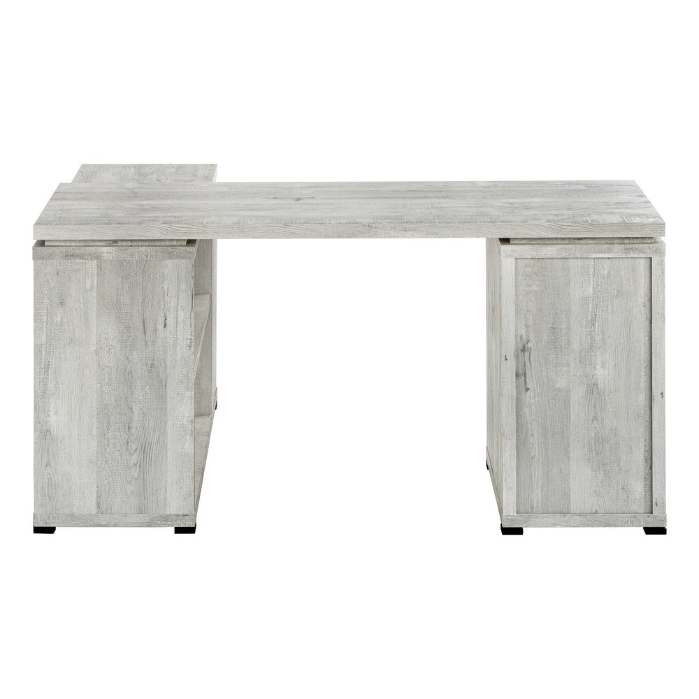 47" Gray L Shape Computer Desk With Three Drawers