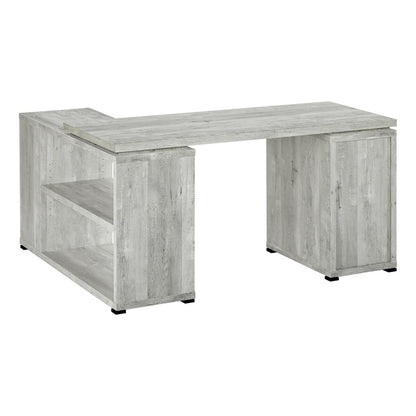 60" Taupe L Shape Computer Desk With Three Drawers