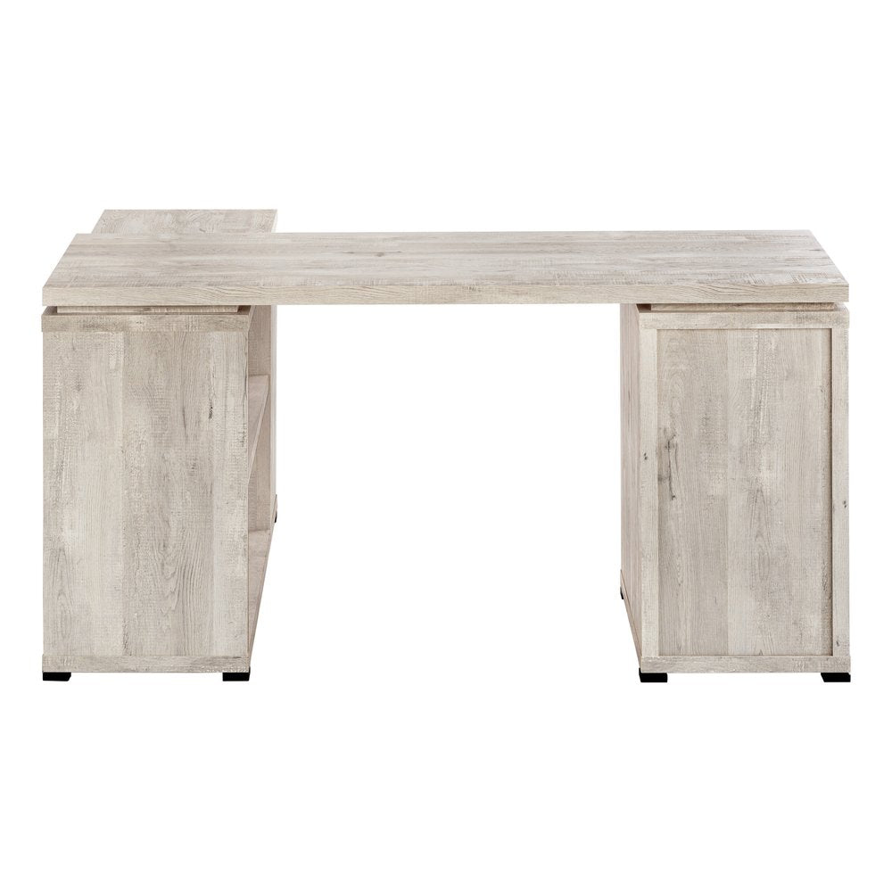 47" Gray L Shape Computer Desk With Three Drawers