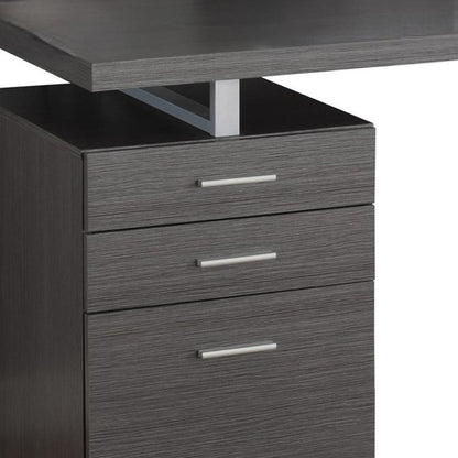 24" Gray and Silver Computer Desk With Three Drawers