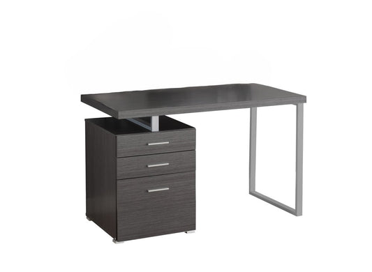 47" Gray and Silver Computer Desk With Three Drawers