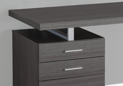 47" Gray and Silver Computer Desk With Three Drawers