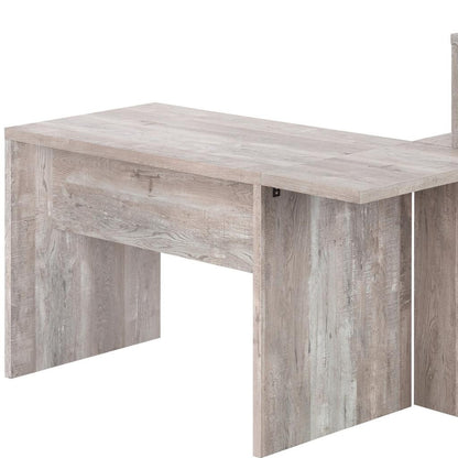 63" Taupe L Shape Computer Desk With Eight Drawers