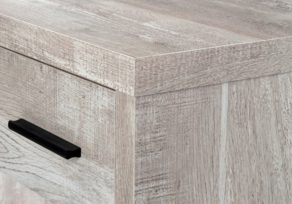 63" Taupe L Shape Computer Desk With Eight Drawers