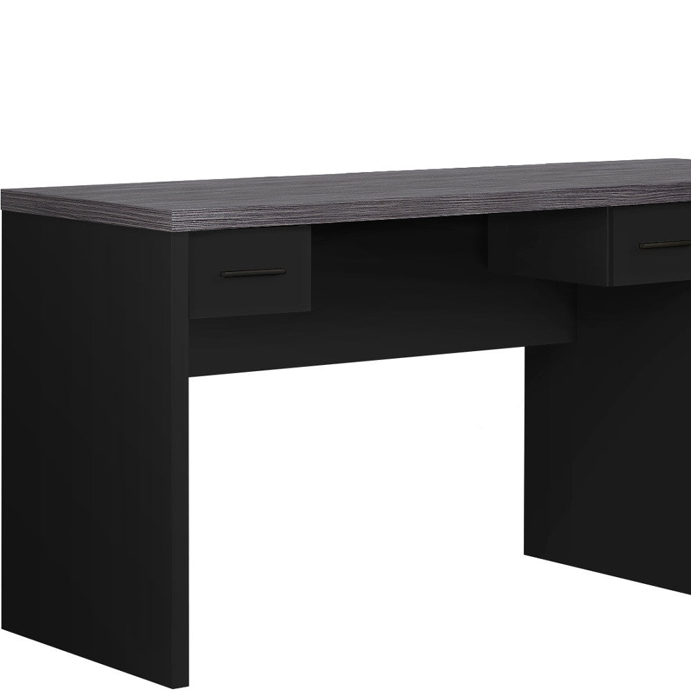 24" Gray and Black Computer Desk With Three Drawers